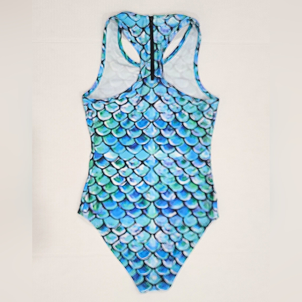 Sport Couture Aqua Blue Mermaid UPF 50+ 1-Piece Swimsuit Sz Youth XL NWT - Picture 4 of 12